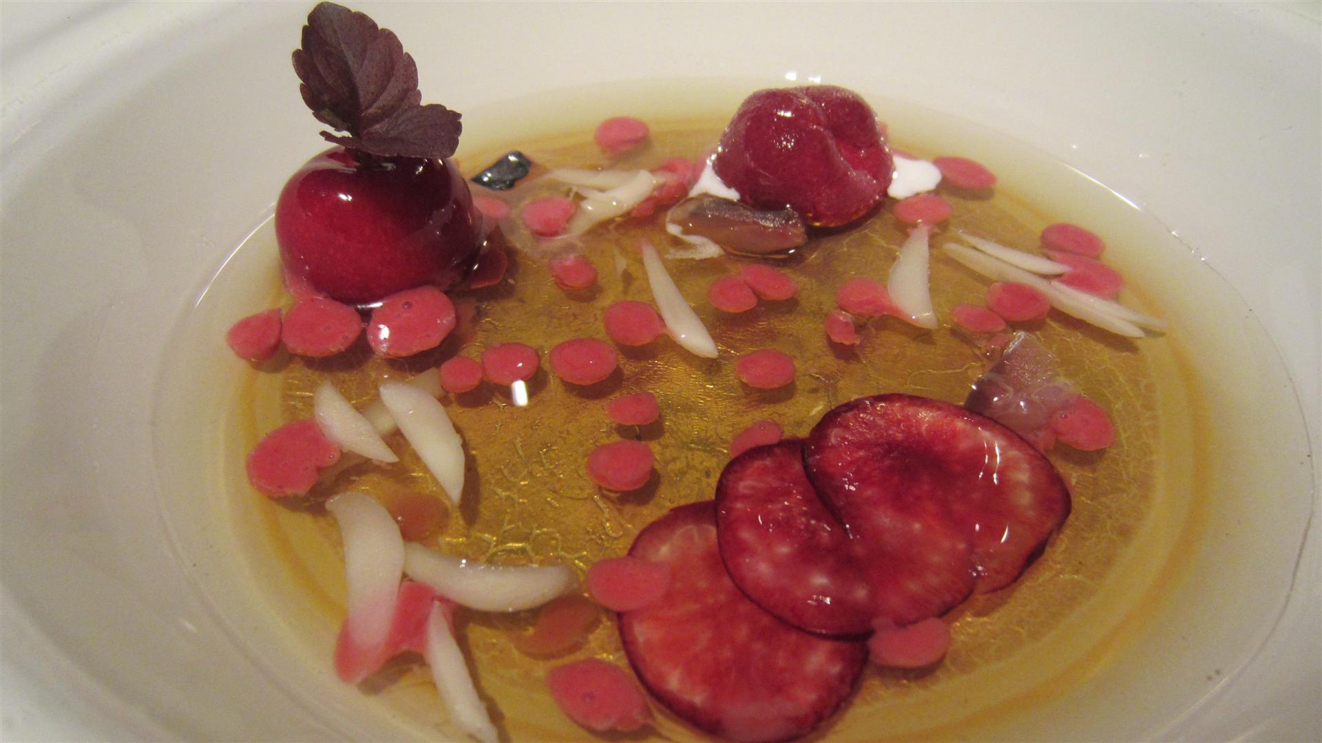 El Celler de Can Roca Elder infusion (or was it just water?), cherries and ice cream